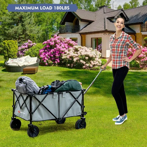 Miniatura 9 de Goplus Carro plegable utilitario con ruedas universales y asa ajustable y bolsa de cubierta, carrito de comestibles para jardín, compras, campamento