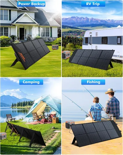 Miniatura 7 de KEPEAK Panel solar portátil de 100 W, panel solar plegable con QC3.0 y PD, cargador solar impermeable de alta eficiencia para casas rodantes, Panel