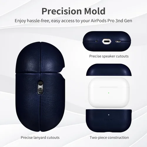 Miniatura 5 de Belemay Funda hecha a mano de cuero curtido vegetal de grano completo para AirPods Pro 3ª generación (2025), elegante efecto de dos tonos, pátina