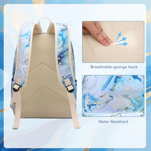 Miniatura 6 de BLUBOON Mochila escolar para niñas y adolescentes con lonchera y estuche para lápices compartimento para computadora portátil, mochila casual