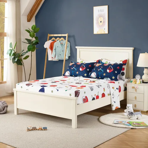 Miniatura 8 de Juego de edredón deportivo de 7 piezas para niños, suave y esponjoso, juego de ropa de cama de béisbol, tamaño individual con diseño de fútbol 3D