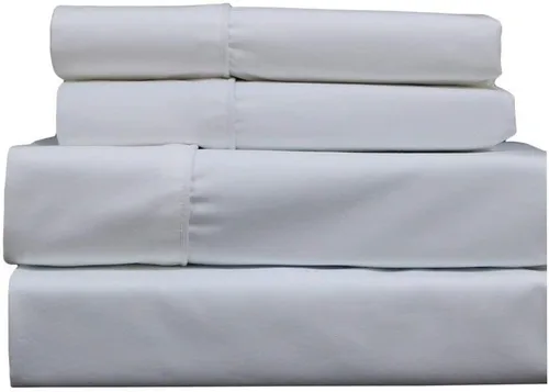 Royal Hotel Bedding Sábanas de algodón pesado, juego de sábanas de 4 piezas, 100% algodón de 250 hilos, bolsillo profundo, satén sólido (blanco,