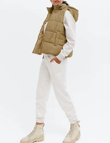 Miniatura 7 de Chaleco acolchado para mujer con capucha extraíble, sin mangas, con cremallera completa, chaqueta acolchada de plumón