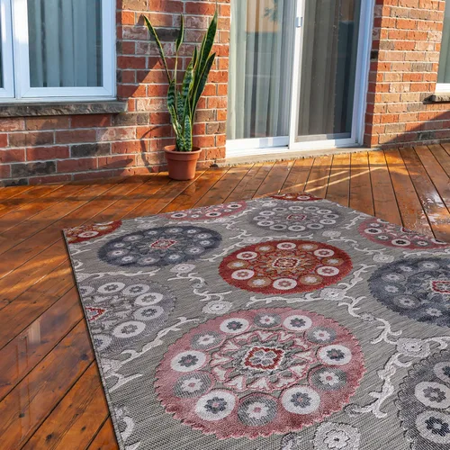 Miniatura 73 de CAMILSON Alfombra para Interiores y Exteriores, Alfombras de Área Azules 5x7 con Hojas Tropicales Botánicas para Patios Interiores y Exteriores
