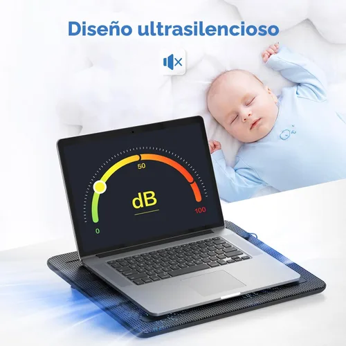 Miniatura 5 de TECKNET Almohadilla de enfriamiento para laptop, portátil, delgada, silenciosa, alimentada por USB, enfriador de almohadilla de enfriamiento con 3