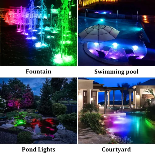 Miniatura 6 de T-SUN Luces de fuente solar sumergibles LED solares subacuáticas para estanque con cambio de color, focos de paisaje IP68 impermeables para jardín