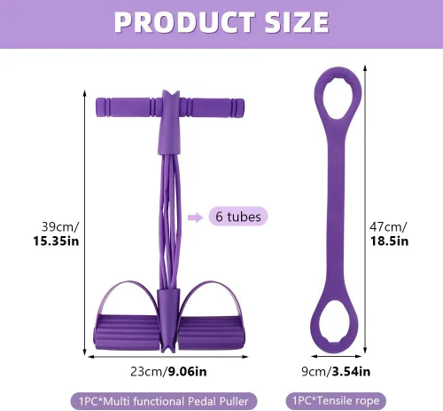 Miniatura 2 de 21 Bandas de Resistencia para Fitness - 6 Tubos con Pedal y Tirador de Tobillo, Cuerda de Tensión Multifunción, Banda de Resistencia con Pedal