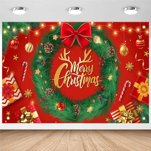 Miniatura 9 de Avezano Cartel de Feliz Navidad, telón de fondo rojo de Navidad para decoraciones de fiesta, invierno, Año Nuevo, Nochebuena, reuniones familiares