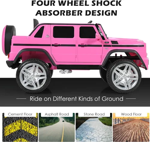 Miniatura 2 de HONEY JOY vehículo eléctrico para paseo con licencia Mercedes-Benz Maybach G650, camión con batería de 12 V, juguetes con luces LED, música, Rosa