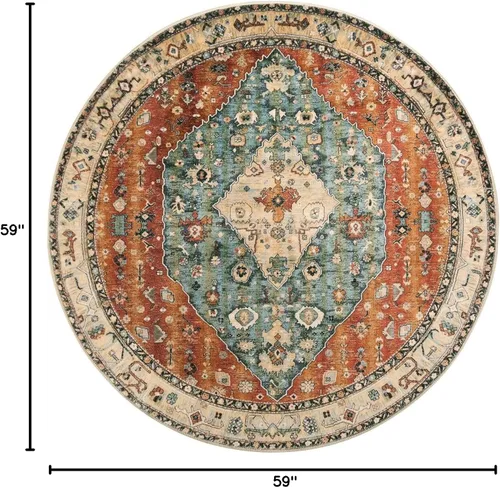 Miniatura 304 de Lahome Alfombra Bohemia Tribal Lavable de 3 x 5, Alfombras Antideslizantes para Entrada, Dormitorio, Sala de Estar, Vintage, Ultra Suave, No