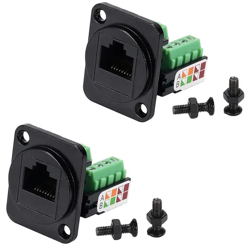 Adaptador de terminal de tornillo de montaje en panel hembra RJ45, tipo D RJ45 8P8C hembra a terminal de 8 pines para acoplador de mamparo de red