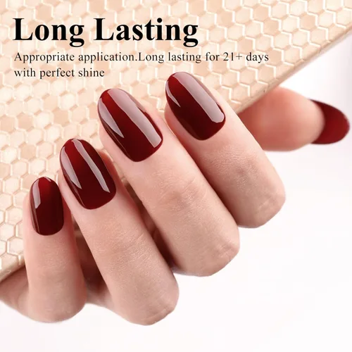 Miniatura 2 de Esmalte de uñas en gel color rojo oscuro, 1 unidad, 0.5 onzas líquidas, color rojo marronado, esmalte de remoción UV LED, arte de uñas/salón de rojo
