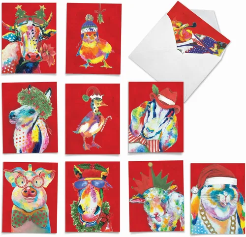 The Best Card Company Paquete variado de 10 tarjetas de felicitación de Navidad con sobres, surtido navideño de humor para hombres y mujeres (10