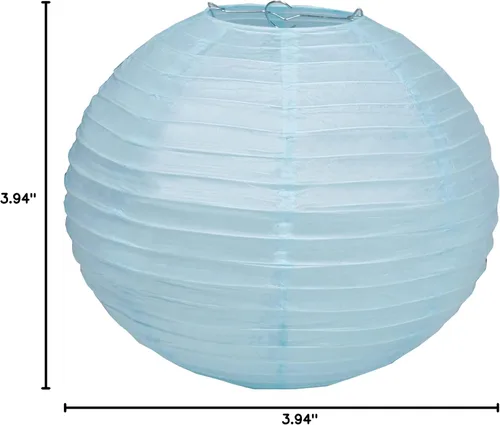 Miniatura 8 de Paquete de 3 linternas redondas de papel para decoración de boda y fiesta de cumpleaños (azul bebé, 4 pulgadas/3.9 in)