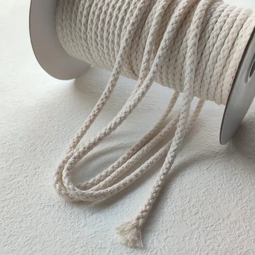 Miniatura 8 de Cordón de macramé trenzado de 6 mm x 96 yardas, color beige, cuerda de algodón natural no blanqueada, cuerda trenzada para manualidades, cuerda
