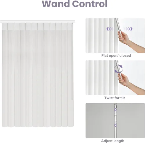 Miniatura 5 de Graywind Persianas verticales de tela transparente manuales tamaño personalizado ajustar luz tela transparente sin varilla de control privacidad