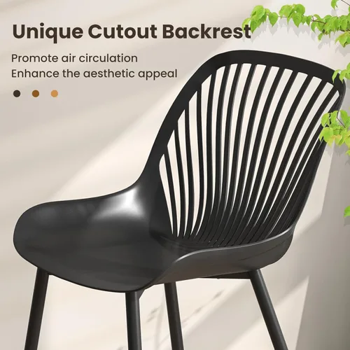 Miniatura 7 de Giantex Juego de 4 sillas de comedor negras, sillas de cocina modernas con patas de metal, respaldo recortado, asiento curvo, sillas decorativas sin