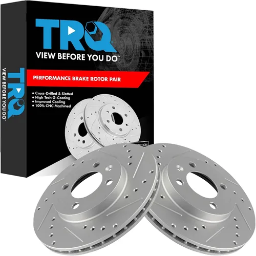 Miniatura 375 de TRQ Juego de rotores de freno de rendimiento trasero con revestimiento G premium compatible con Mazda 6 2014-2021