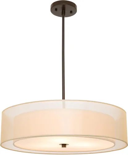 Miniatura 11 de VONLUCE Candelabros modernos, candelabros de tambor de 18 pulgadas con pantalla de tela de 2 capas, lámpara colgante de 4 luces con base E26