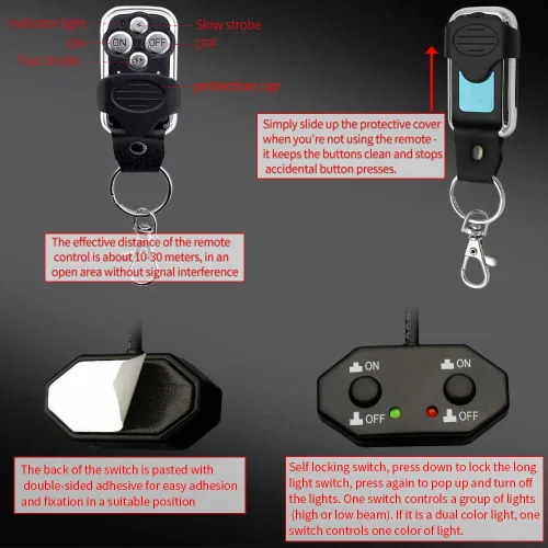 Miniatura 4 de Kit de arnés de cableado de doble color/haz alto y bajo con control remoto DC12V Máximo 300W 40A Luces LED Cable de núcleo de 14AWG Arnés