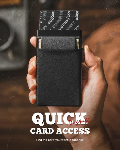 Miniatura 21 de DUGRAFT Tarjetero para tarjetas de crédito con bolsillo para dinero, minimalista, delgado, de aluminio, de metal, para hombres, con bloqueo RFID