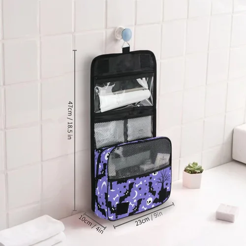 Miniatura 8 de MNSRUU Hanging Toiletry Bag Bats Satellites Skulls and Trees Travel Makeup bag for Toiletries Portable Travel Toiletry Organizer Cosmetic Bags with