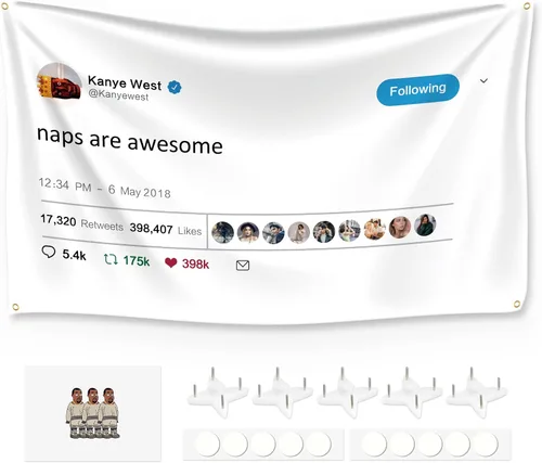 Miniatura 7 de Kanye - Banderas de tweet para tapiz, Necesito una habitación llena de espejos con herramienta de instalación, banderas divertidas para habitación