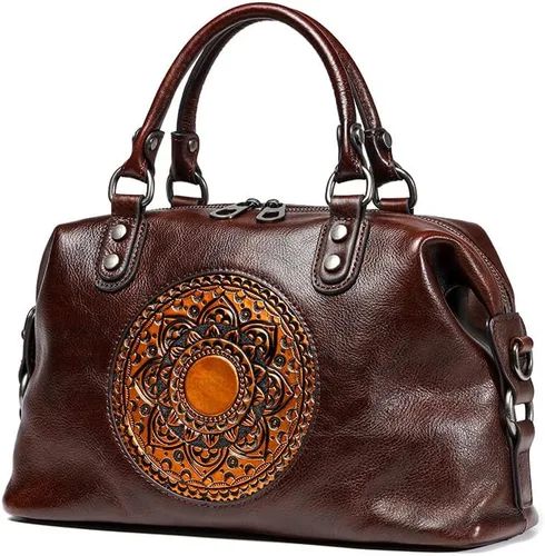 Miniatura 2 de Bolsos de cuero genuino para mujer, bolso cruzado retro Mandela