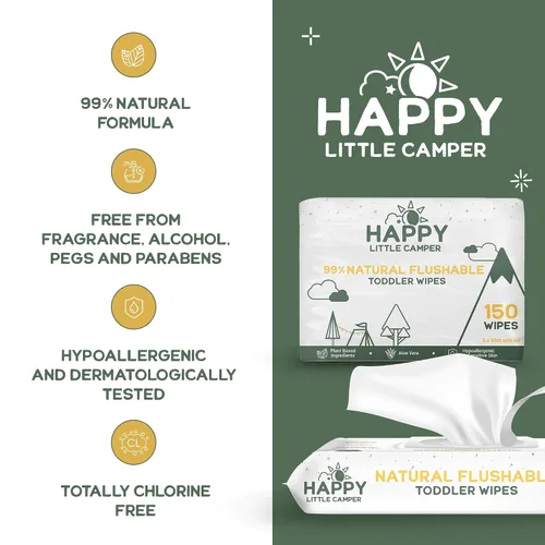 Miniatura 6 de Happy Little Camper Pañales desechables naturales para bebés, ultraabsorbentes, talla 1 - hipoalergénicos, sin perfume y sin cloro (200 unidades)
