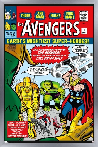 Miniatura 11 de Trends International Marvel Comics Avengers #1 - Póster de pared, 34 pulgadas de largo x 22.4 pulgadas, versión enmarcada en madera de granero