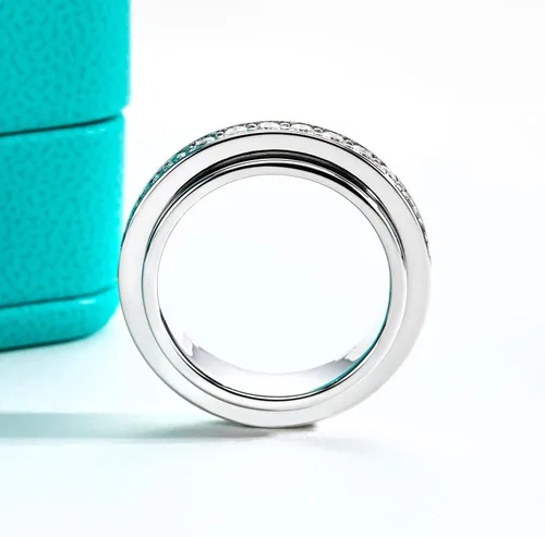 Miniatura 6 de AnuClub Anillos giratorios de moissanita chapados en 14 quilates, 0.079 in, color D, VVS1, bandas para ansiedad de moissanita para mujeres y hombres