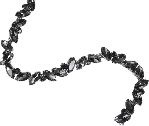 Miniatura 20 de uxcell Borde de cadena de diamantes de imitación de 1 yarda, aplique de cadena de cristal brillante de 0.394 pulgadas para costura, joyería