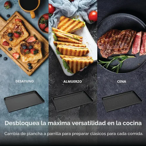 Miniatura 11 de Ninja Sizzle Pro XL Plancha de Interior de 20 Pulgadas + Parrilla, Tapa Ventilada Desmontable, Control de Grasa, Placas Antiadherentes de Cerámica