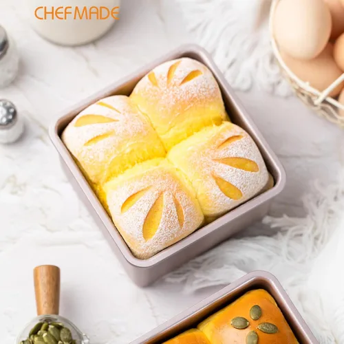 Miniatura 6 de CHEFMADE Molde cuadrado para tartas, plato de 5 pulgadas de profundidad con parte inferior suelta extraíble antiadherente cuadrado para hornear