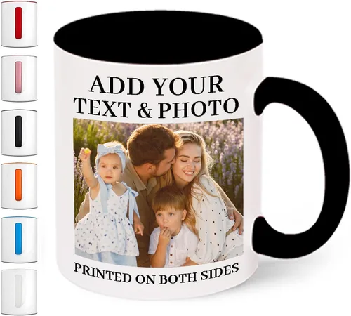 Taza de café personalizada con foto de 11 oz en ambos lados, taza personalizada con tu imagen, logotipo, texto, regalos personalizados para mamá,