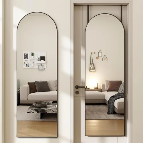 Espejo de puerta, espejo arqueado de cuerpo completo sobre la puerta, 14 x 48 pulgadas, espejos colgantes o de pared, espejos de cuerpo completo,