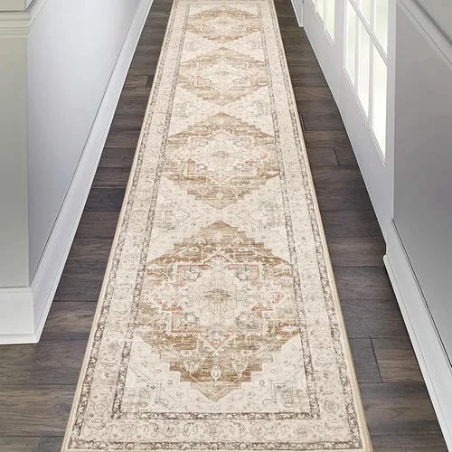 Miniatura 18 de Pauwer Alfombra vintage de flores 2 x 3 pulgadas, estilo envejecido, antideslizante, de pelo bajo, tapete para entrada, interior, pequeña, retro