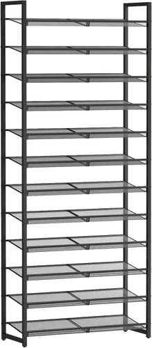 Miniatura 14 de Zapatero de metal para armario, entrada, organizador de zapatos de 4 niveles, estantes planos o angulares ajustables, capacidad para hasta 20 pares