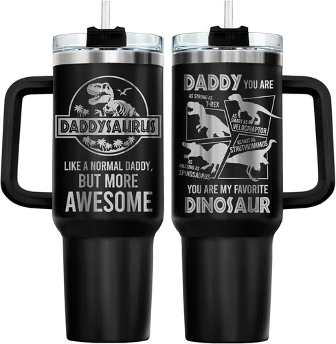 Miniatura 26 de 34HD Regalos de cumpleaños para el Día del Padre, de parte de su hija o hijo, taza de viaje aislada para 50 cumpleaños, clásico de 40 onzas con asa