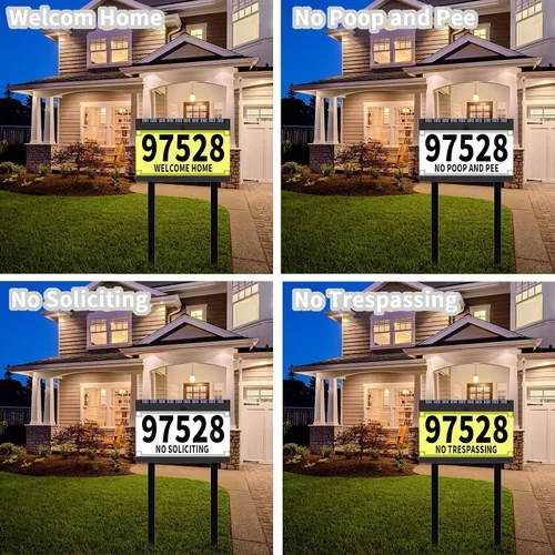 Miniatura 5 de Acrylic - Números solares de dirección para casa, letrero de dirección con estacas dobles, doble color impermeable, placa de dirección moderna