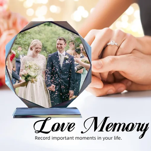 Miniatura 3 de Foto de cristal personalizada, regalos personalizados para el día de la madre, cumpleaños, boda, imágenes y texto personalizables, fotos de vidrio