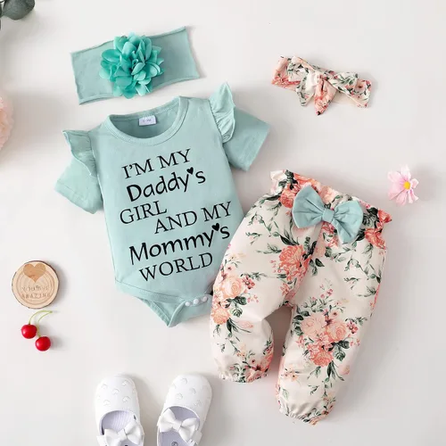 Miniatura 54 de SUNNY PIGGY Ropa para bebé recién nacida, con volantes, mameluco de algodón floral, conjunto de pantalones de algodón para niñas