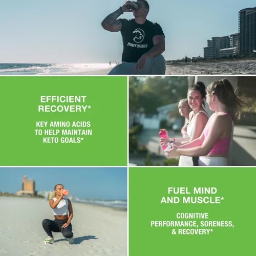Miniatura 4 de Honey Badger BCAA + EAA Aminoácidos en polvo, BCAA + L-Glutamina, Keto, vegano, sin azúcar para hombres y mujeres, mezcla de bebida de hidratación