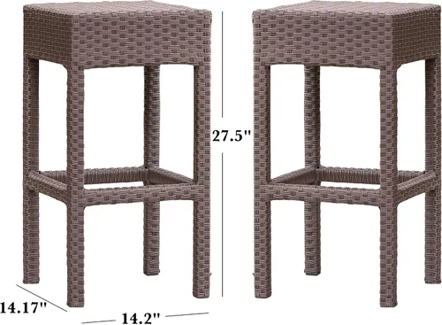 Miniatura 7 de Christopher Knight Home Milton Taburetes de bar de mimbre para exteriores, sin espalda, juego de 2 piezas, marrón oscuro