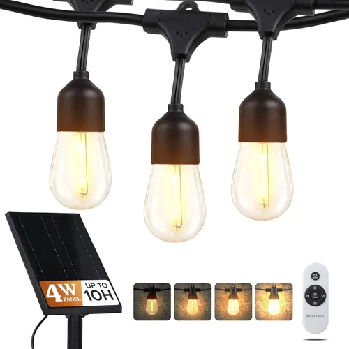 Miniatura 12 de Brightech Ambience Pro - Cadena de luces solares de 27 pies para exteriores, luces de patio impermeables de grado comercial con bombillas Edison