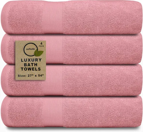 Miniatura 13 de Juego de 4 toallas de baño de lujo (27 x 54 pulgadas), toallas para baño, súper suaves, toallas altamente absorbentes para el hogar, spa, gimnasio