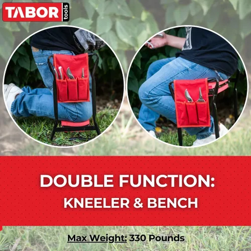 Miniatura 3 de TABOR TOOLS TR2A - Banco de jardín y asiento con bolsa de herramientas y cojín de espuma, asiento de trabajo con opción de banco arrodillado