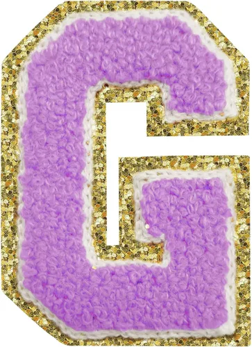 Miniatura 118 de Parches de letras termo-adhesivas de felpilla para chaquetas, parches de letras universitarias con brillantina para planchar en la letra azul A