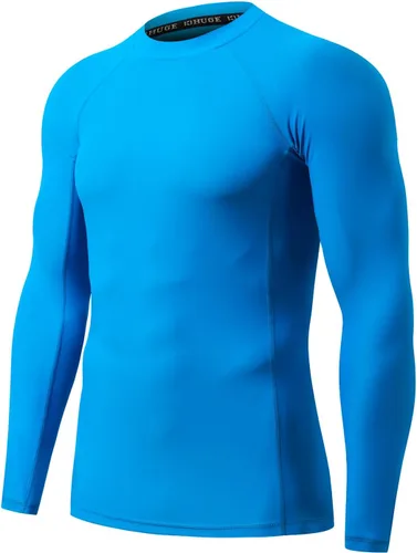 Miniatura 25 de HUGE SPORTS Camiseta de protección contra erupciones de manga larga para hombre UPF 50+ con protección UV, de secado rápido, con costuras de Bosque