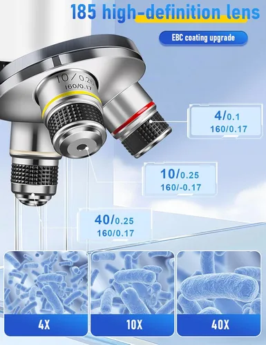 Miniatura 3 de Microscopio Compuesto para Adultos y Niños - Microscopio Biológico de Alta Potencia 40X-2000X para Estudiantes, Laboratorio Escolar y Educación